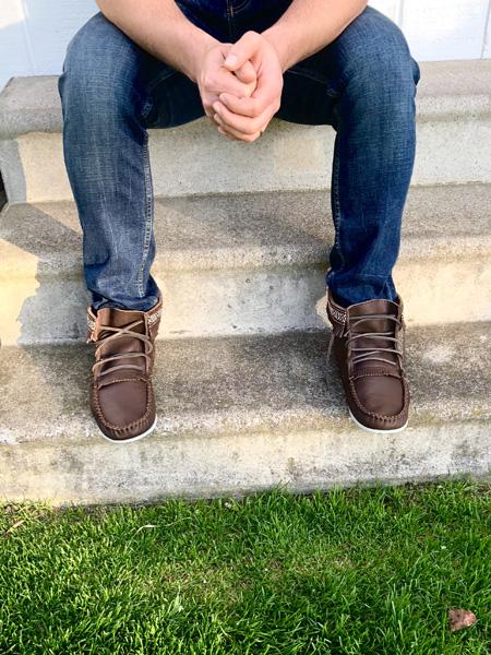 Men's Native American Inspired Ankle Fringed Leather Moccasin Boots