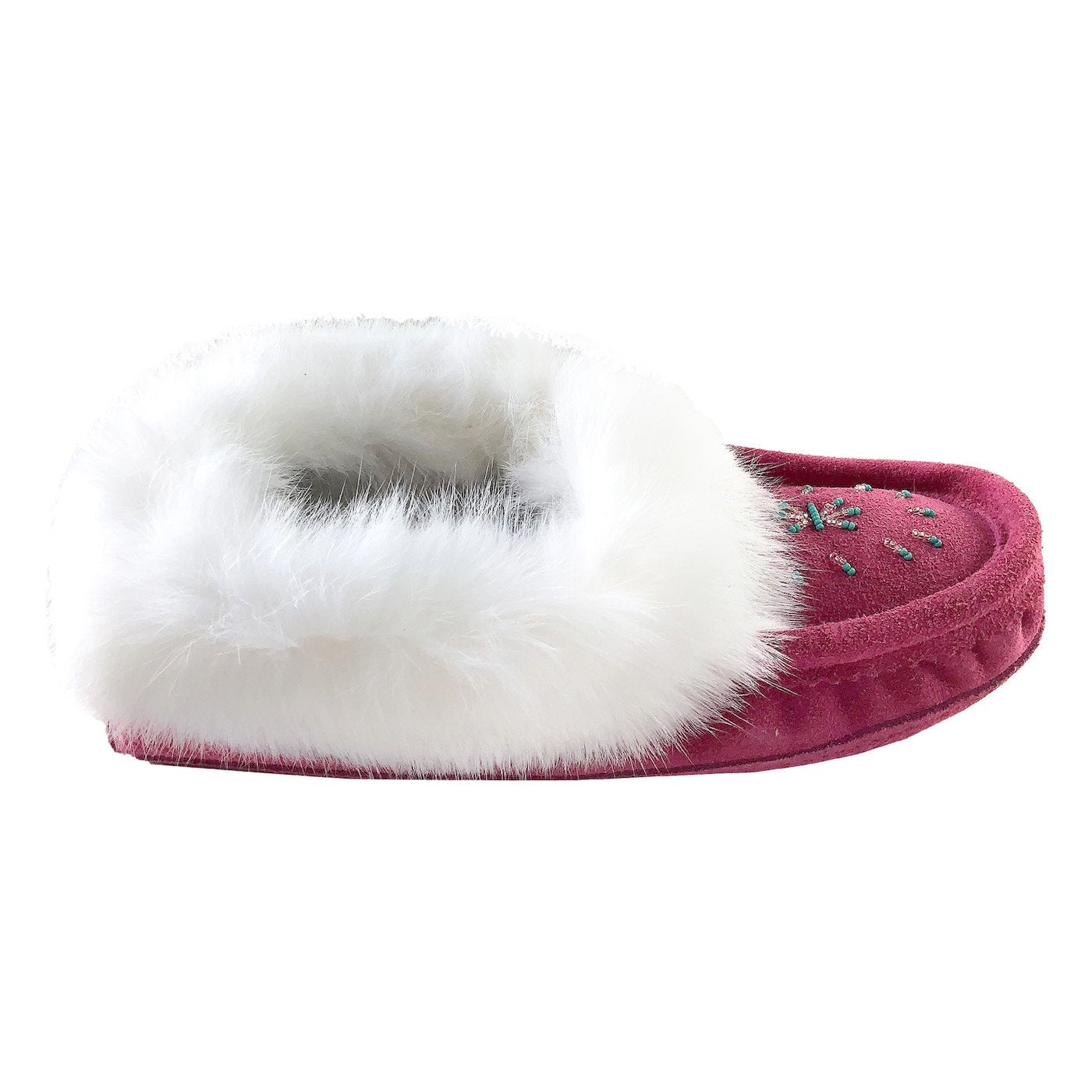 Women's Rabbit Fur Beaded Moccasins