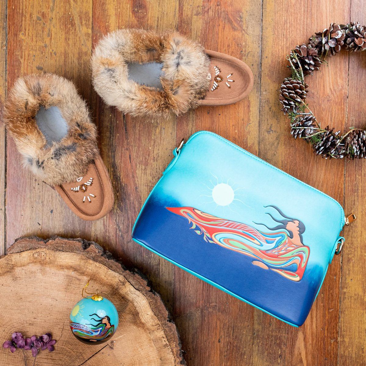 Native Sioux Artist Maxine Noel Mother Earth Detachable Strap Art Bag