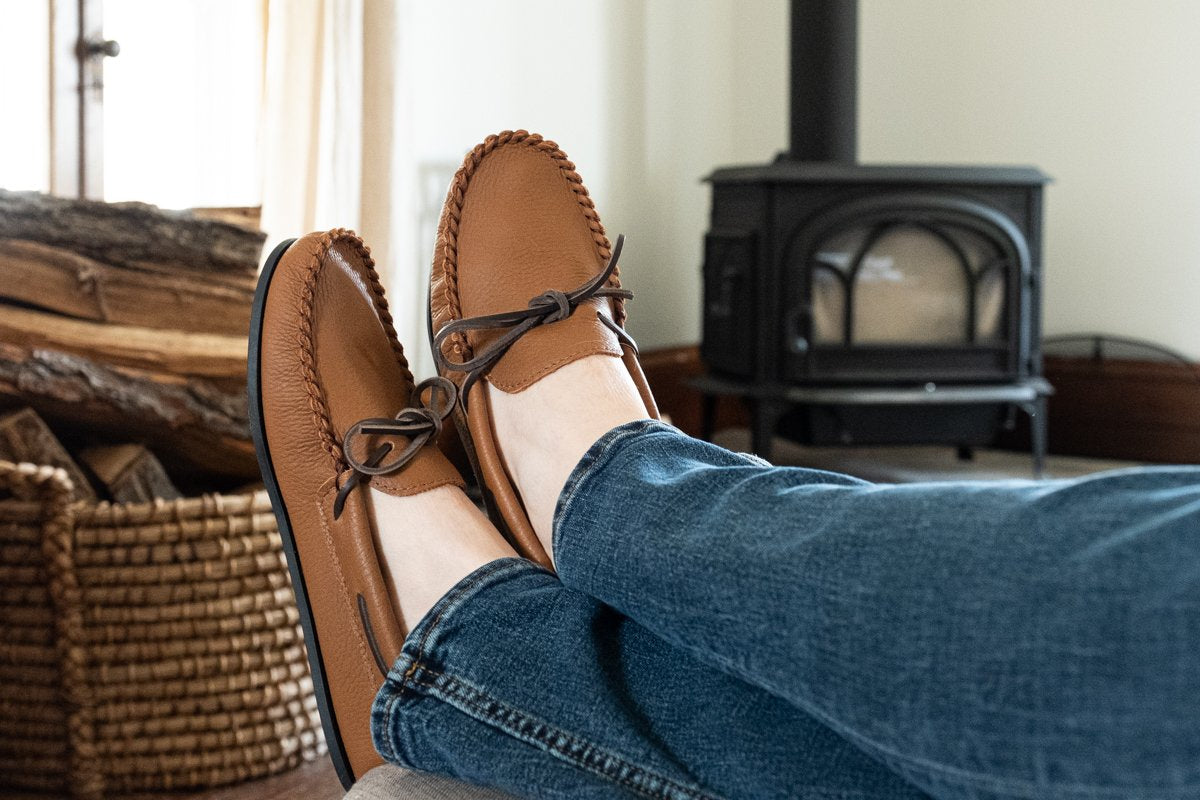 Men's Elk Hide Leather Moccasin Shoes