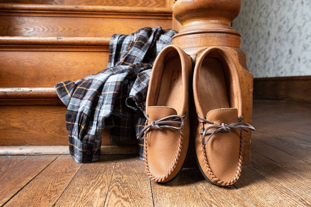 Men's Elk Hide Leather Moccasin Shoes