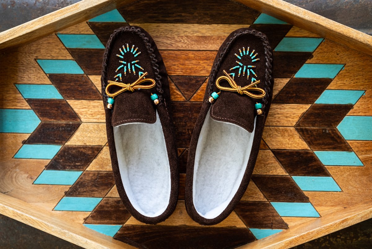 Women's Lined Beaded Suede Moccasins