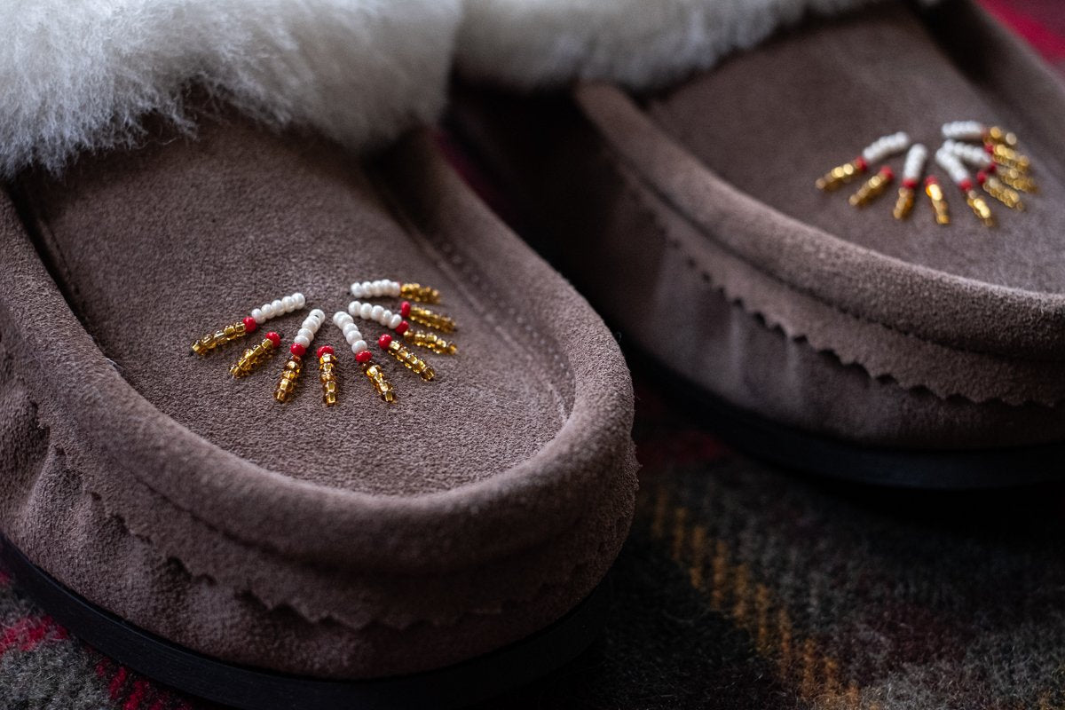 Women's Beaded Crepe Sole Sheepskin Moccasins