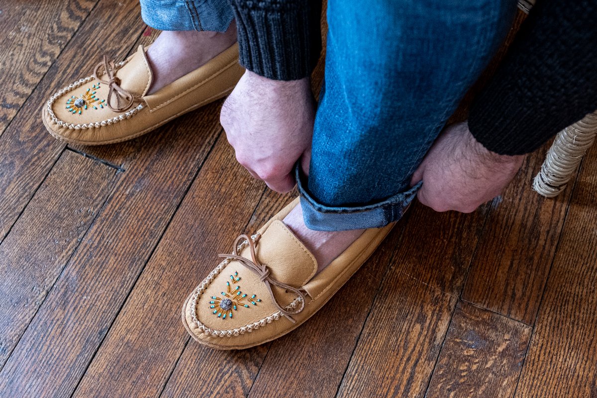 Men's Moose Hide Beaded Moccasins