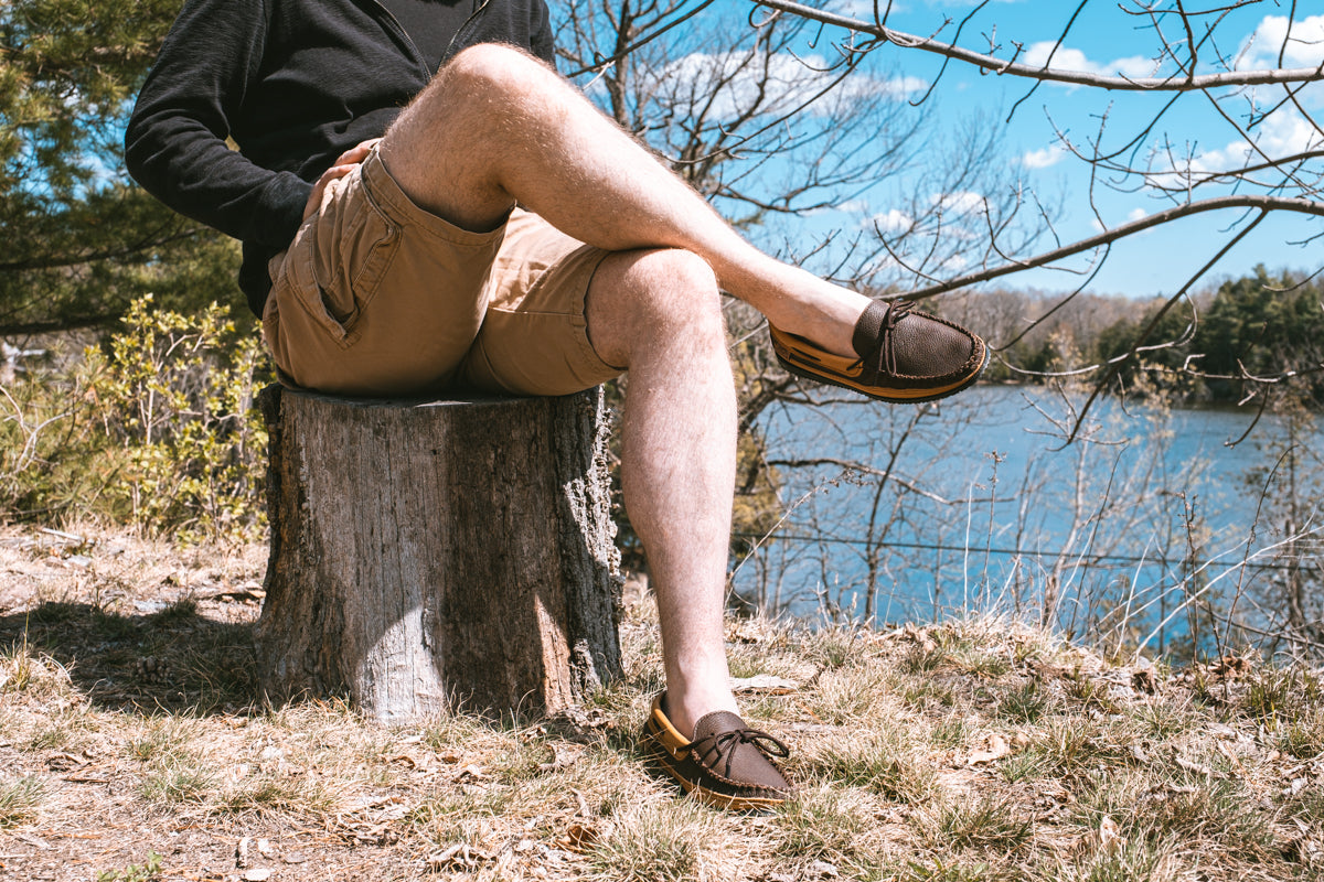 Men's Elk & Moose Hide Leather Moccasin Shoes