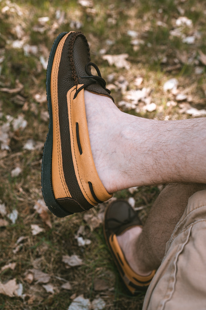 Men's Elk & Moose Hide Leather Moccasin Shoes