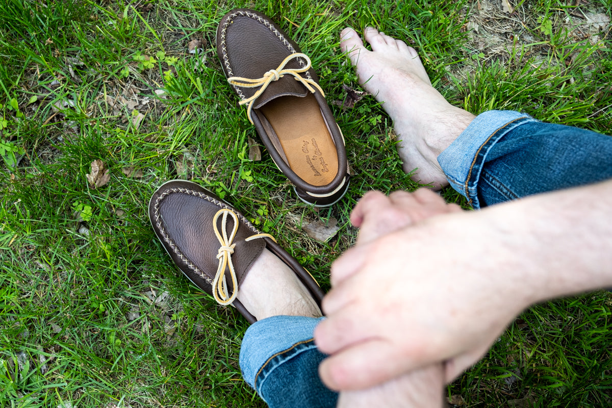 Men's Fudge Moose Hide Leather Moccasin Shoes