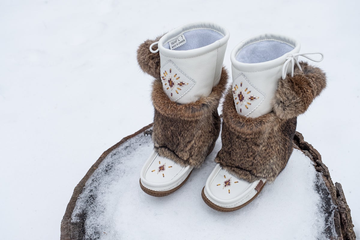 Women's SALE 13" Leather Mukluks with Coyote or Rabbit Fur