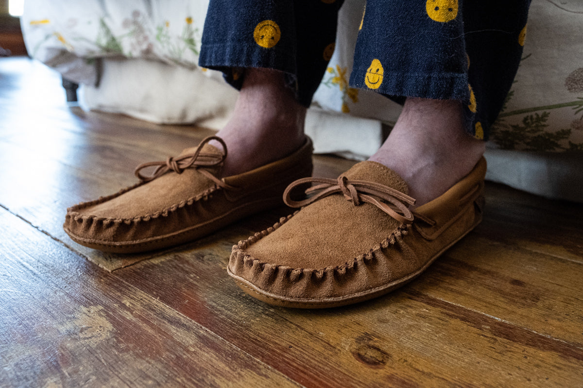 Men's Suede Leather Trim Moccasins