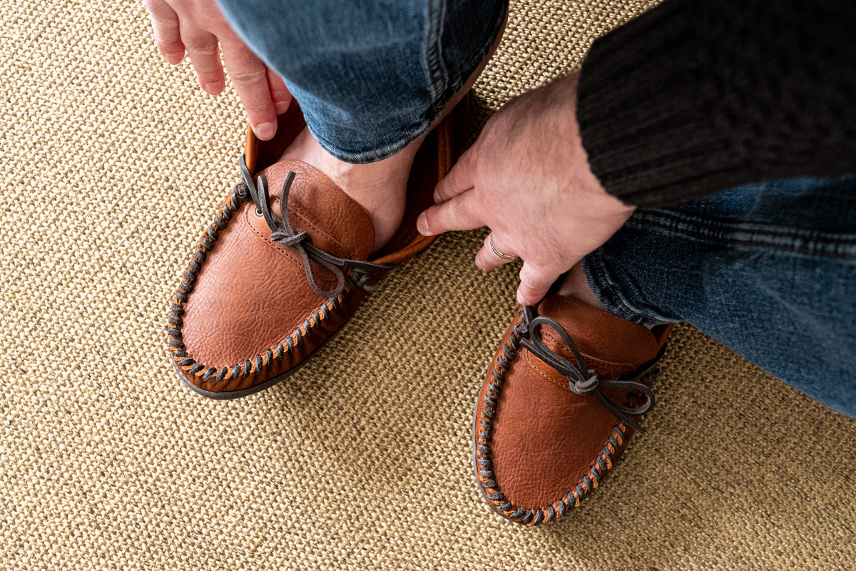 Men's Extra Wide Fit Brown Genuine Leather Driving Outdoor Moccasins