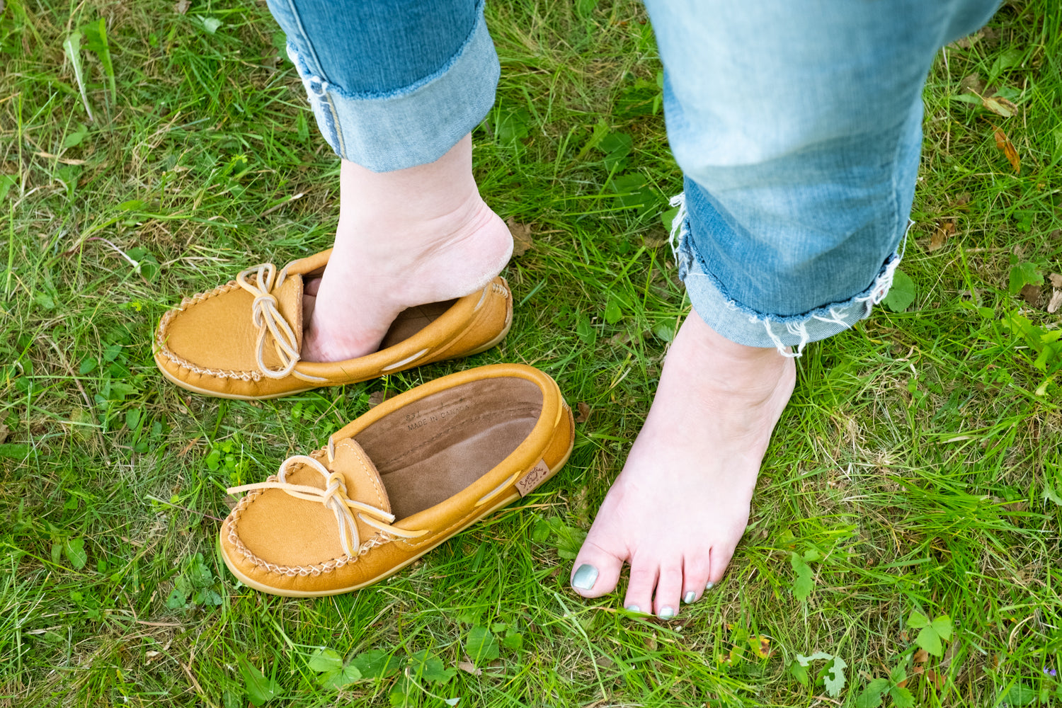 Women's Cork Moose Hide Leather Moccasins Shoes