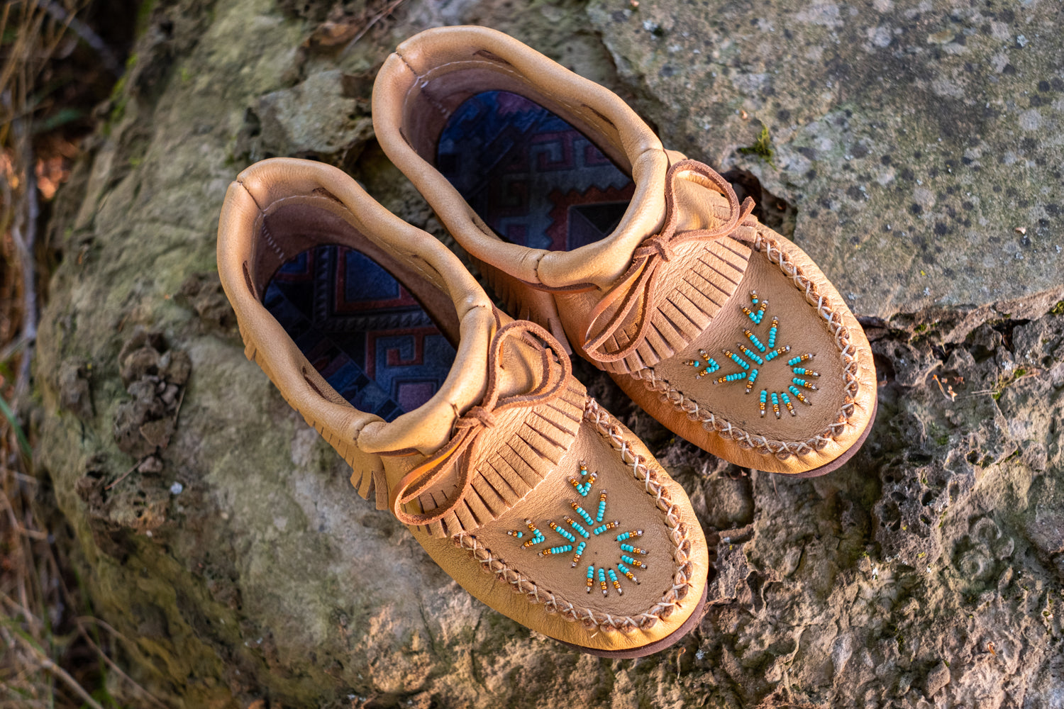 Women's Beaded Moose Hide Leather Moccasin Shoes