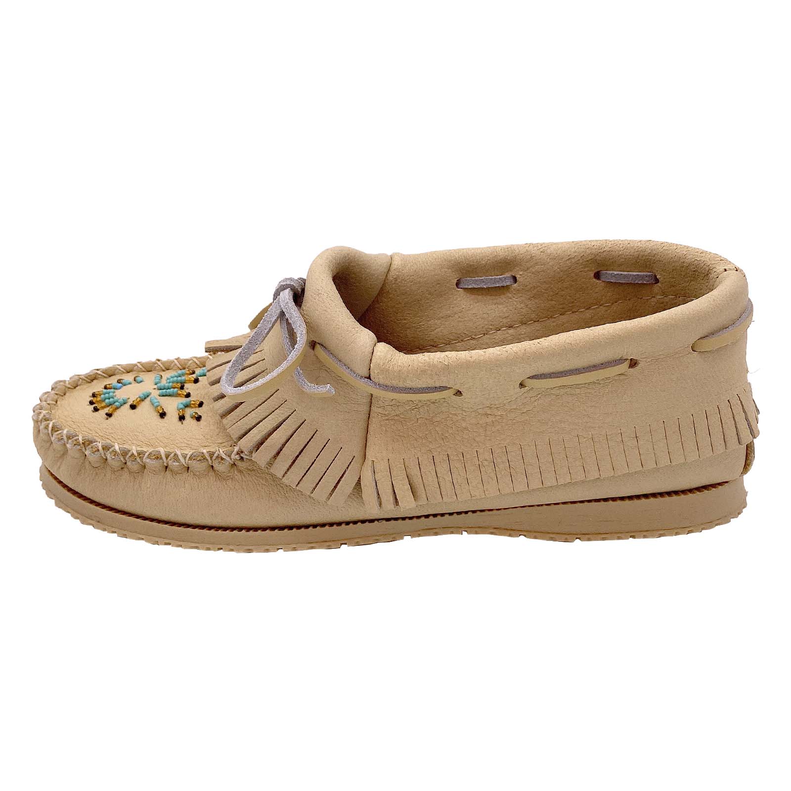 Women's Beaded Moose Hide Leather Moccasin Shoes