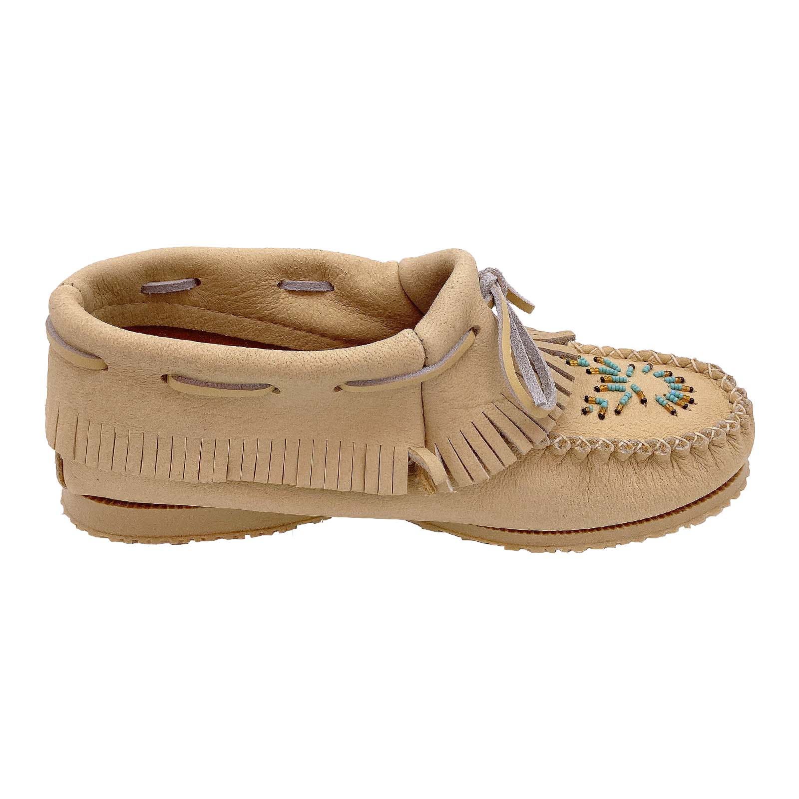 Women's Beaded Moose Hide Leather Moccasin Shoes