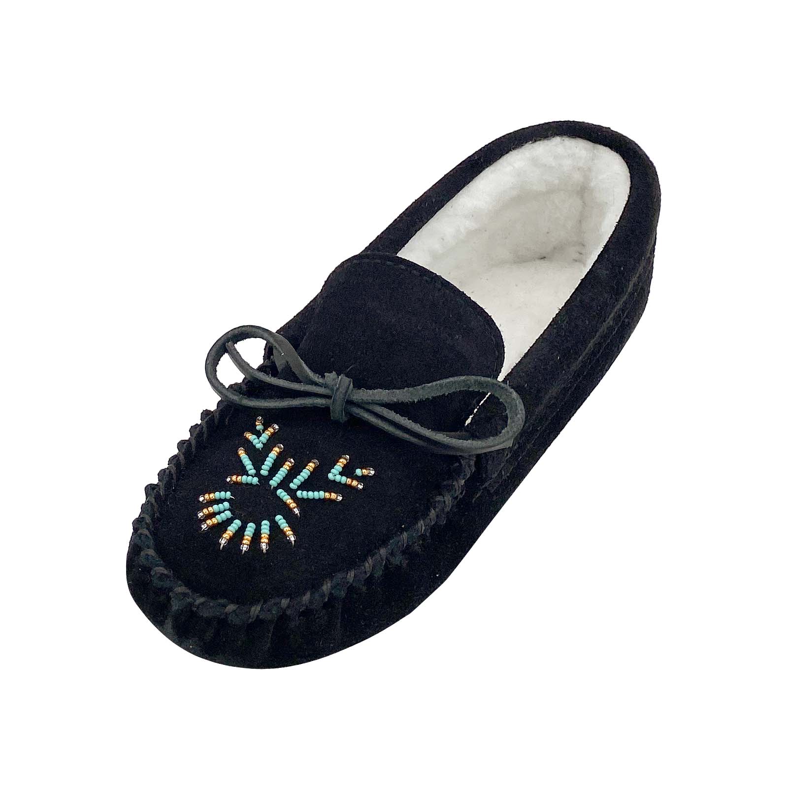 Women's Lined Beaded Suede Moccasins