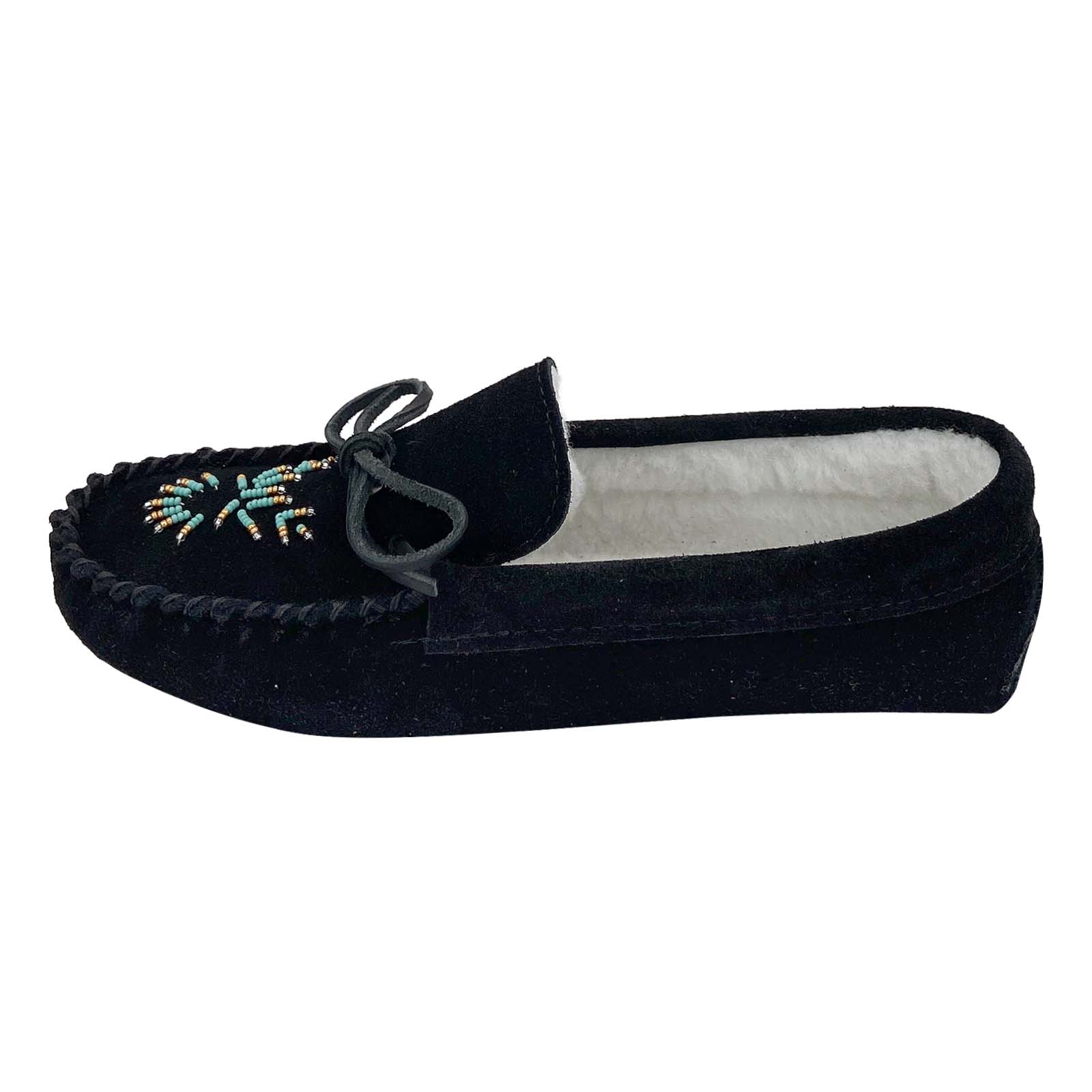 Women's Lined Beaded Suede Moccasins