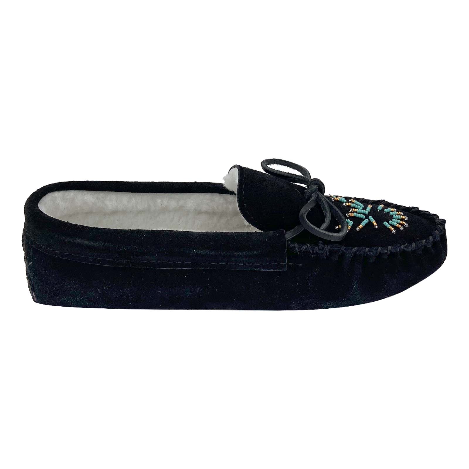 Women's Lined Beaded Suede Moccasins