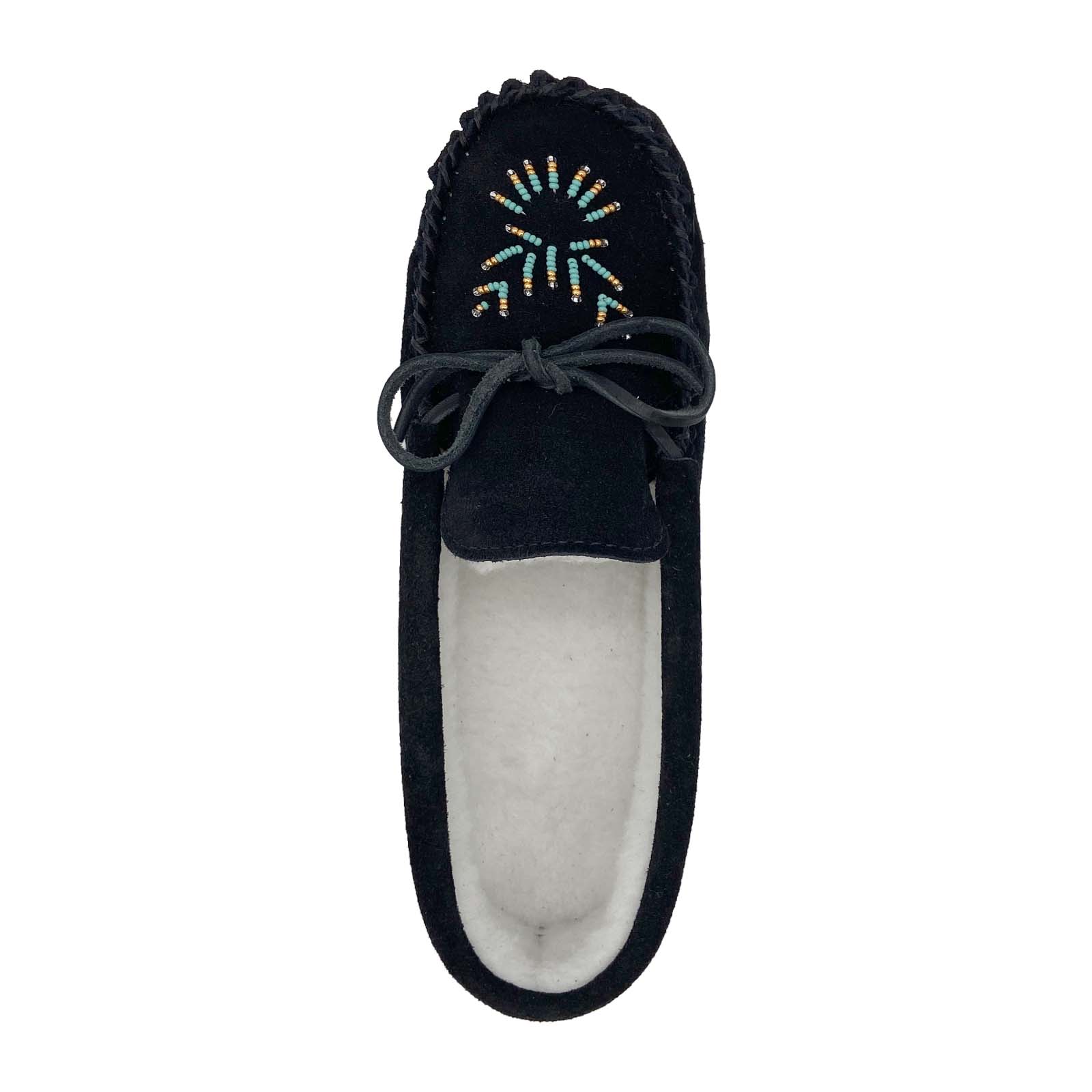 Women's Lined Beaded Suede Moccasins
