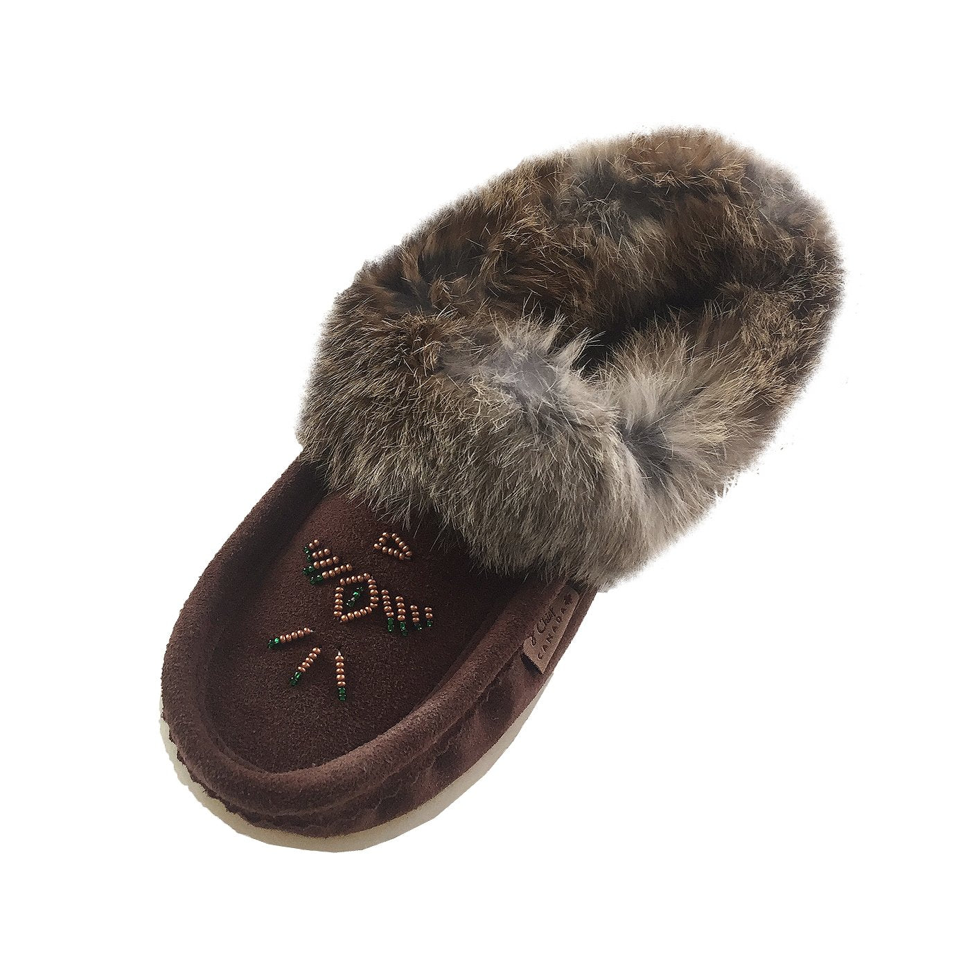 Women's Rabbit Fur Crepe Sole Moccasins