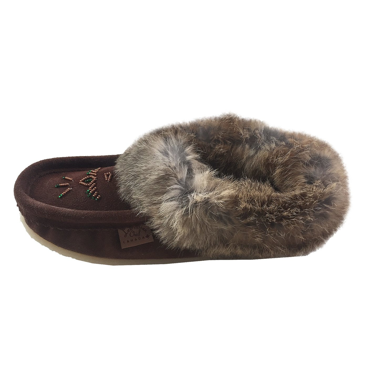 Women's Rabbit Fur Crepe Sole Moccasins