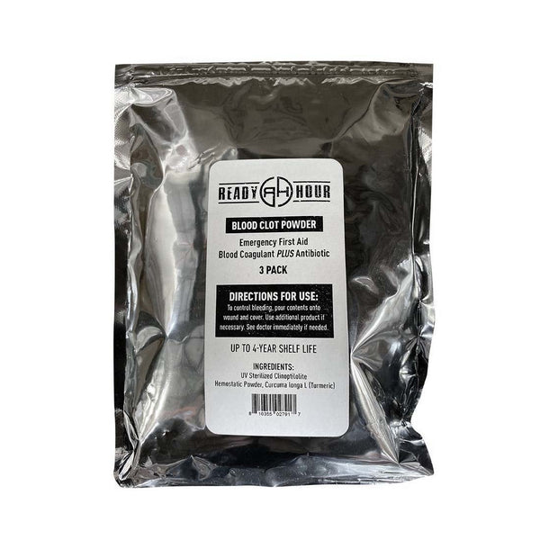 Ready Hour Emergency First Aid Blood Clot Powder 3 Pack Plus Antibiotic