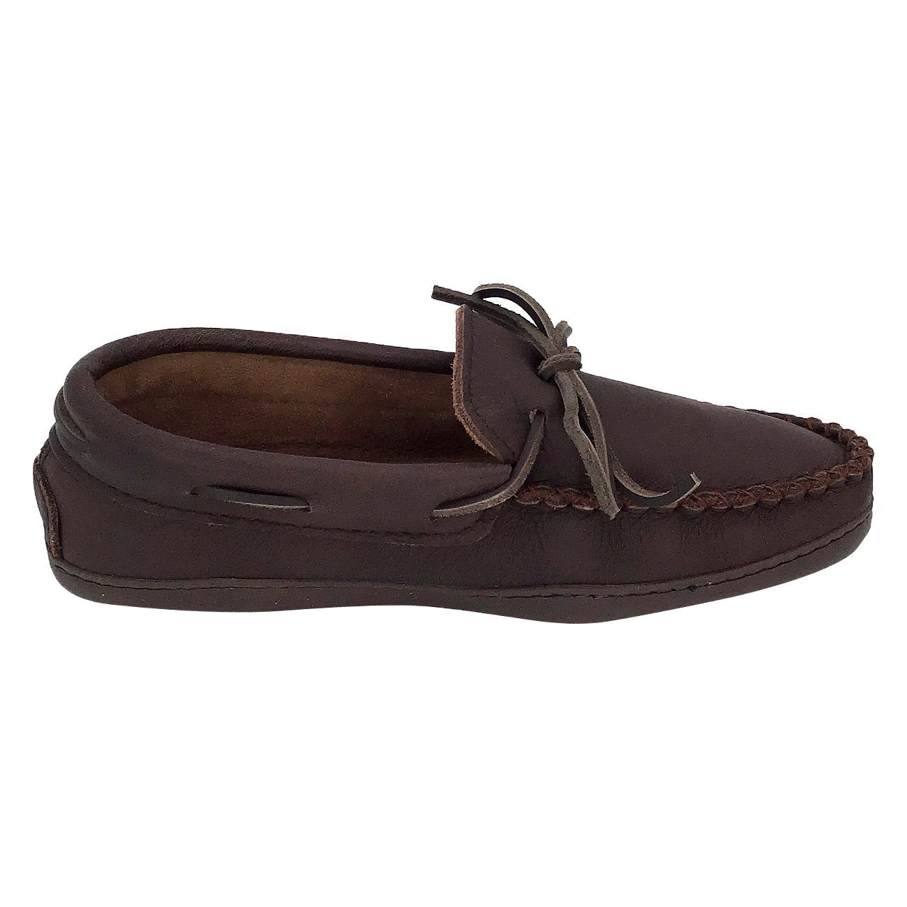 Men's Leather Moccasin Shoes Rubber Sole & Copper Rivet for Earthing