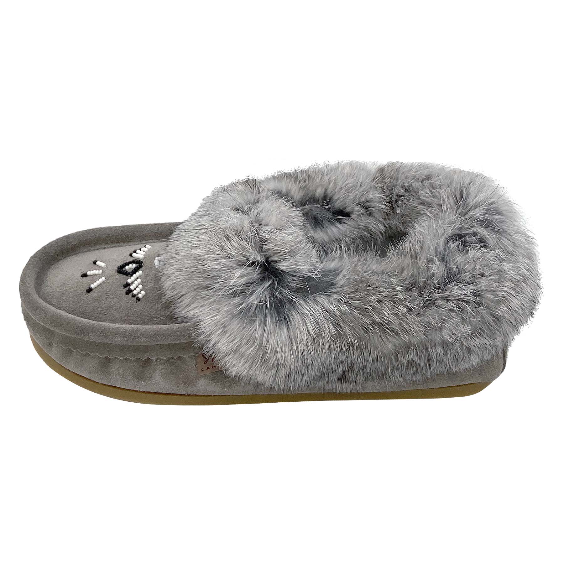 Women's Rabbit Fur Crepe Sole Moccasins