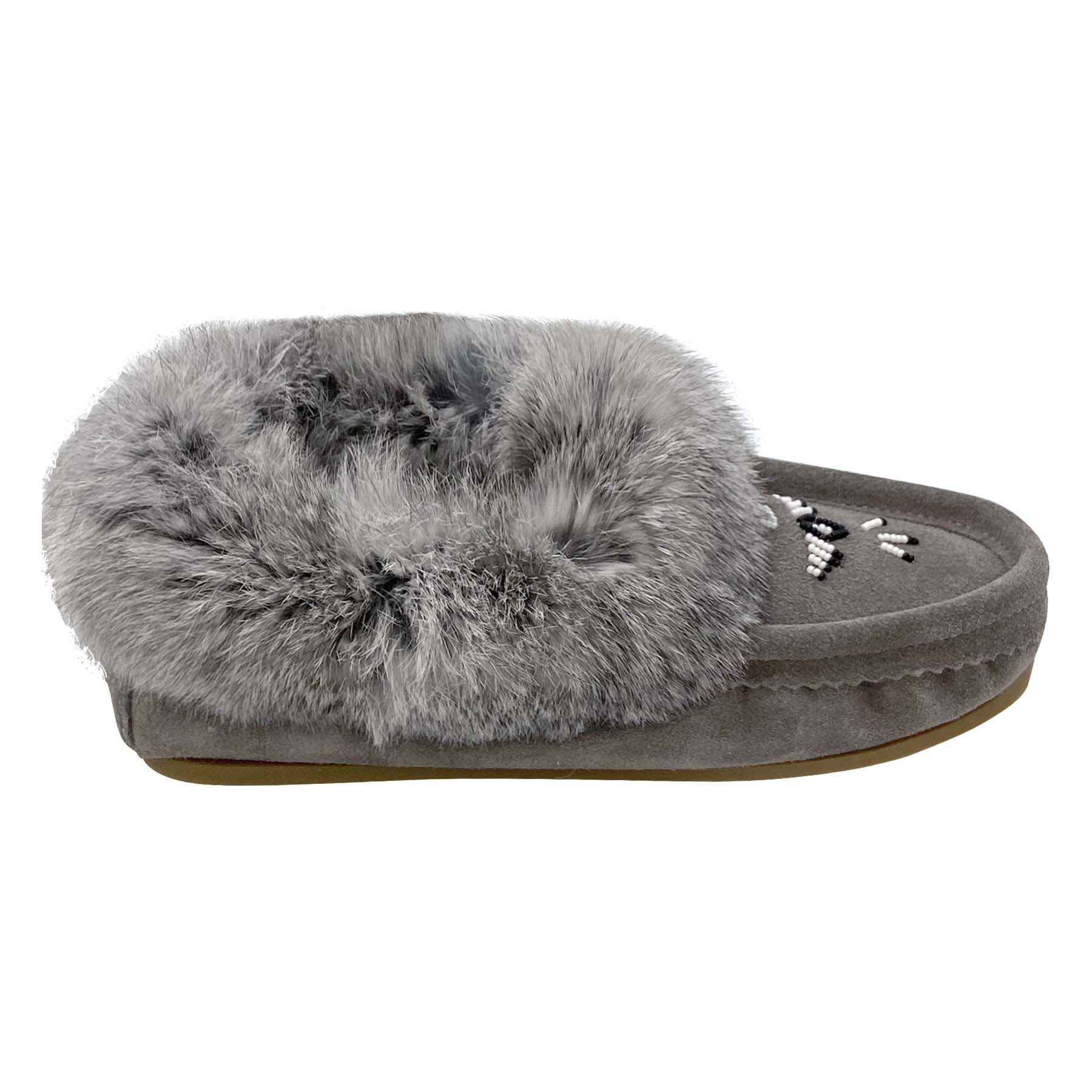 Women's Rabbit Fur Crepe Sole Moccasins