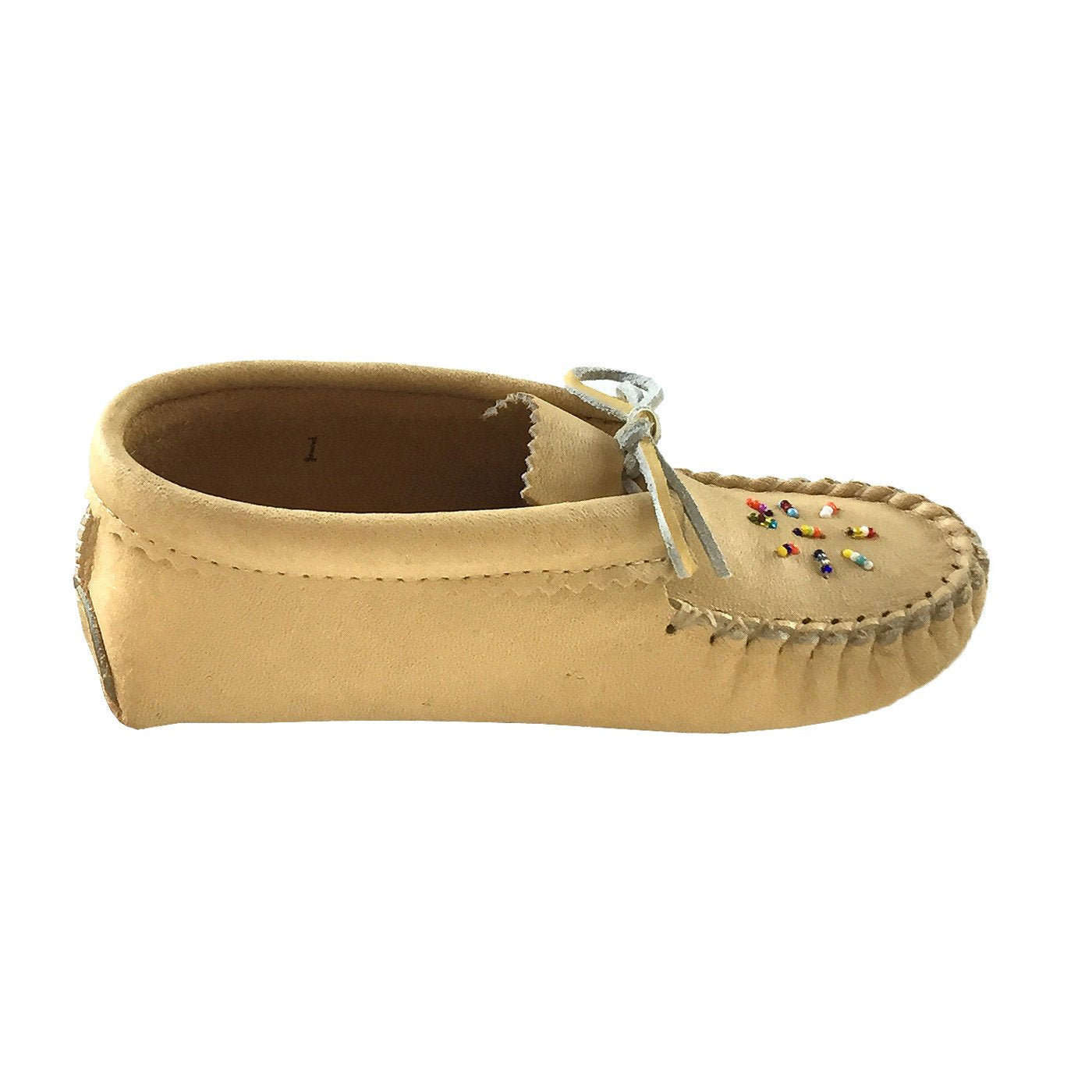 Children s Genuine Moose Hide Beaded Soft Sole Moccasin Slippers