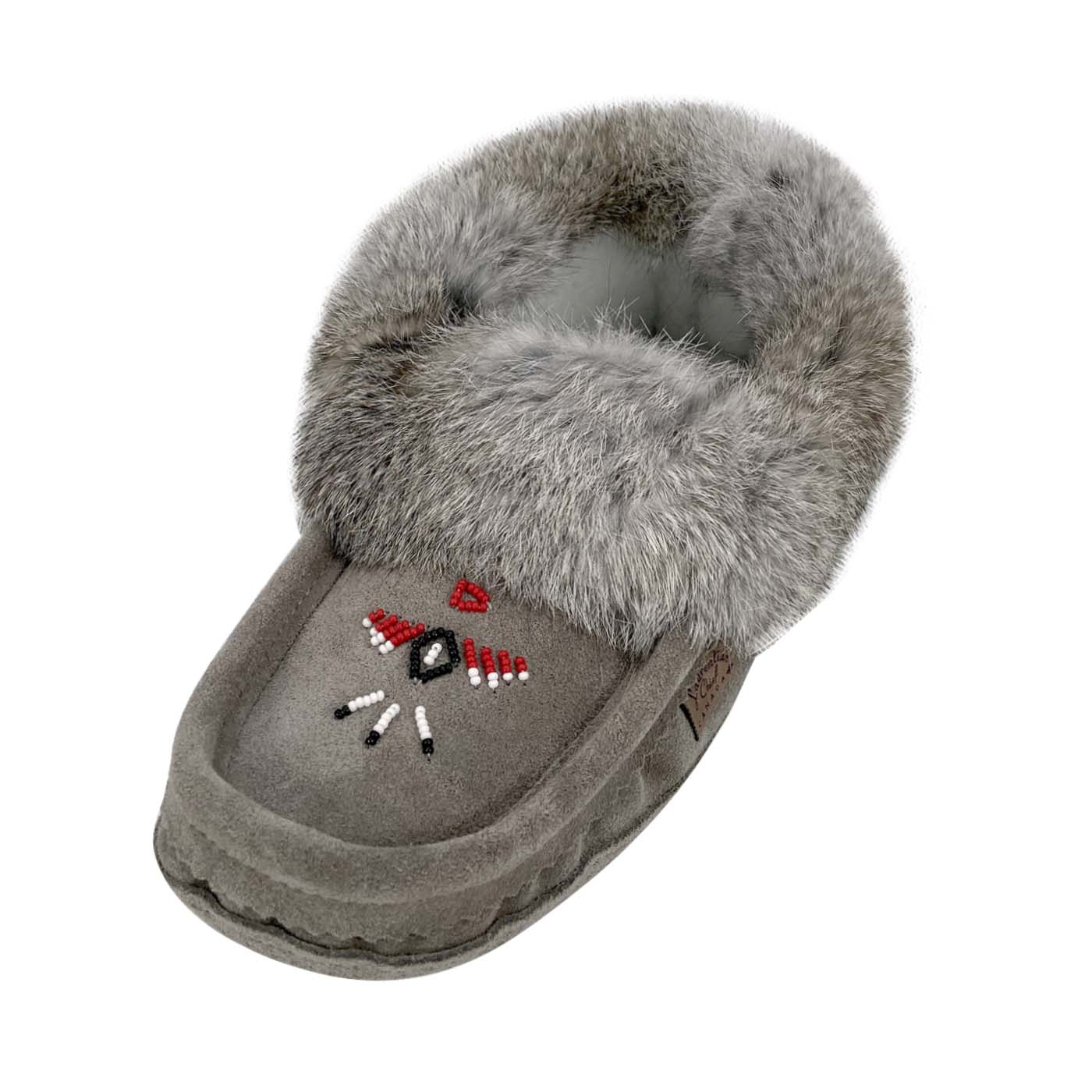 Men's Beaded Rabbit Fur Moccasins