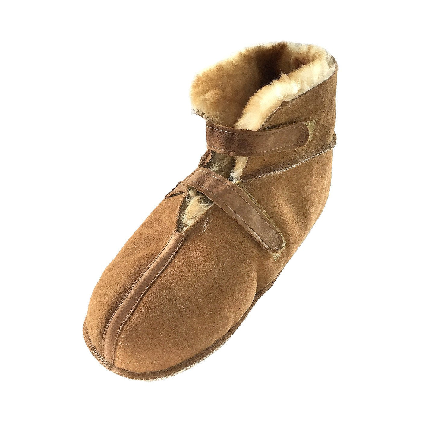 Men s Genuine Sheepskin Lined Ankle High Cabin Slippers with Velcro Soft Sole 8