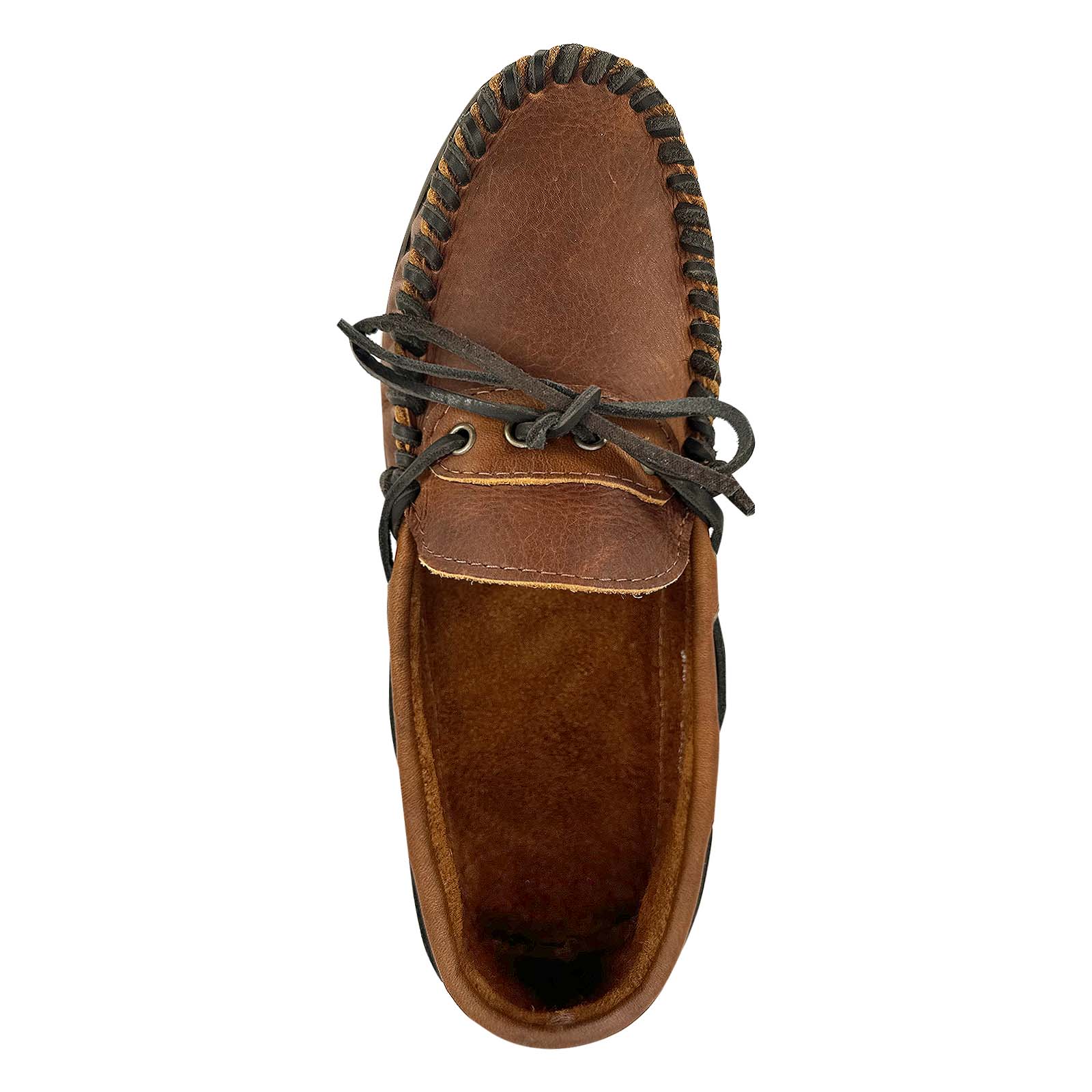 Men's Wide Moccasin Shoes with Rubber Sole & Copper Rivet for Earthing