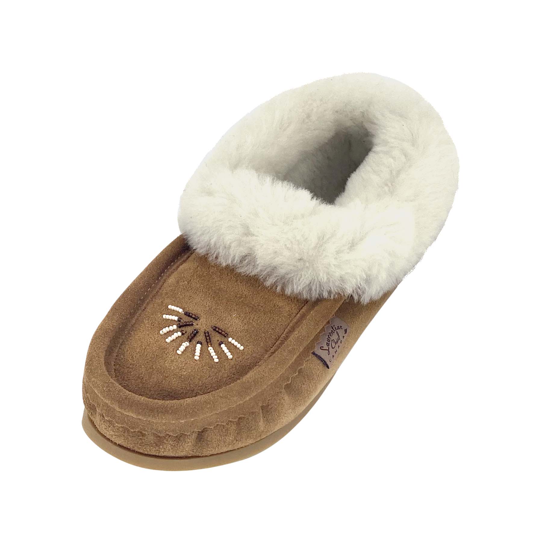 Women's Beaded Crepe Sole Sheepskin Moccasins