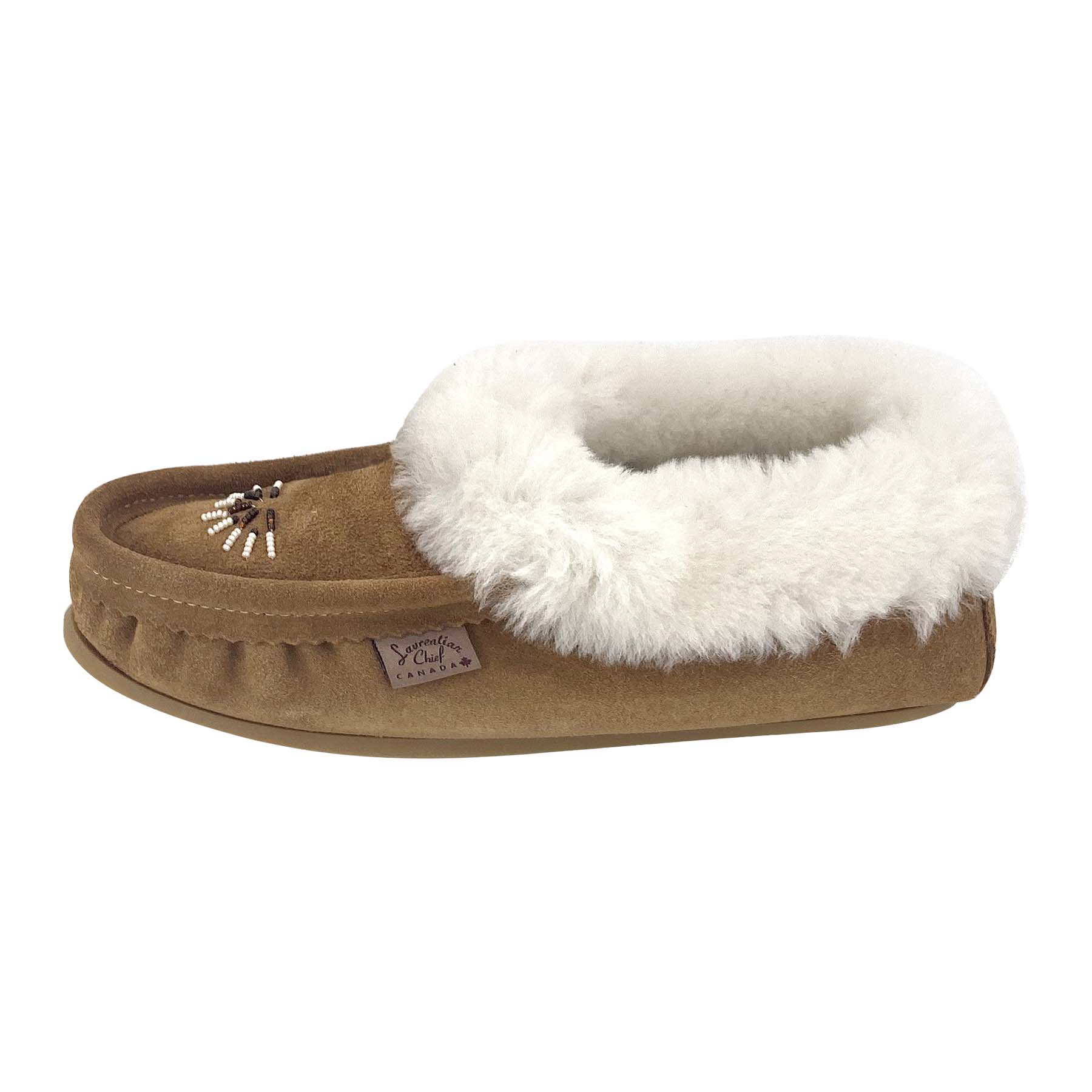 Women's Beaded Crepe Sole Sheepskin Moccasins