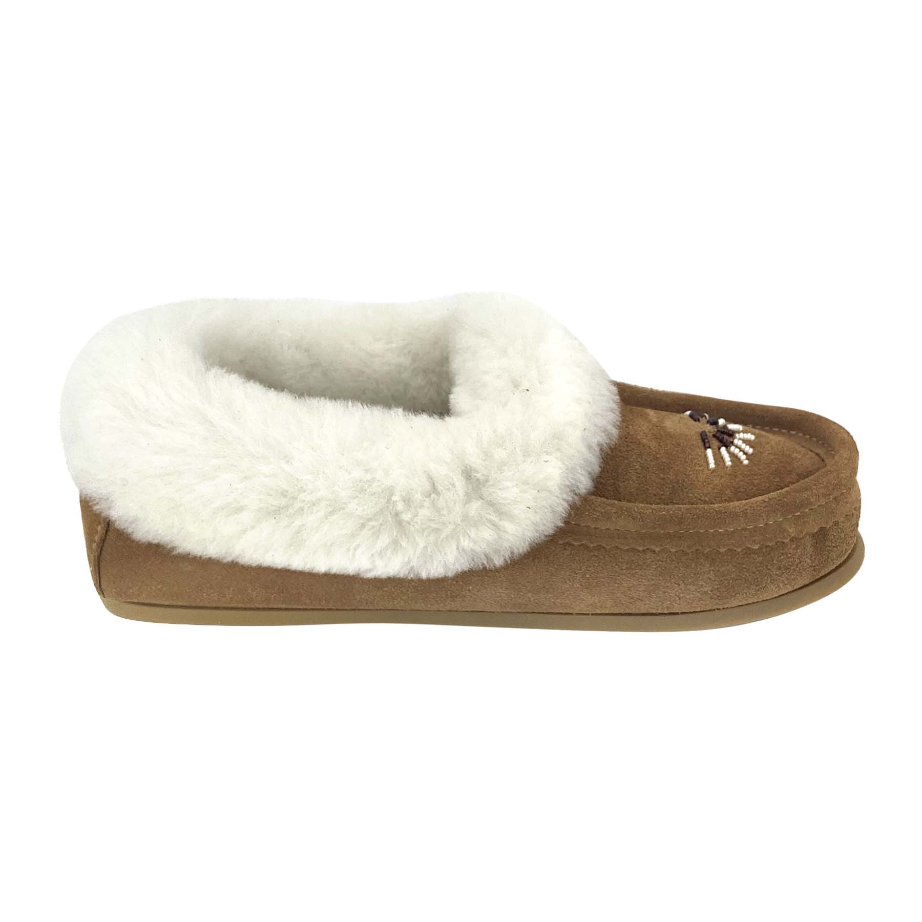 Women's Beaded Crepe Sole Sheepskin Moccasins