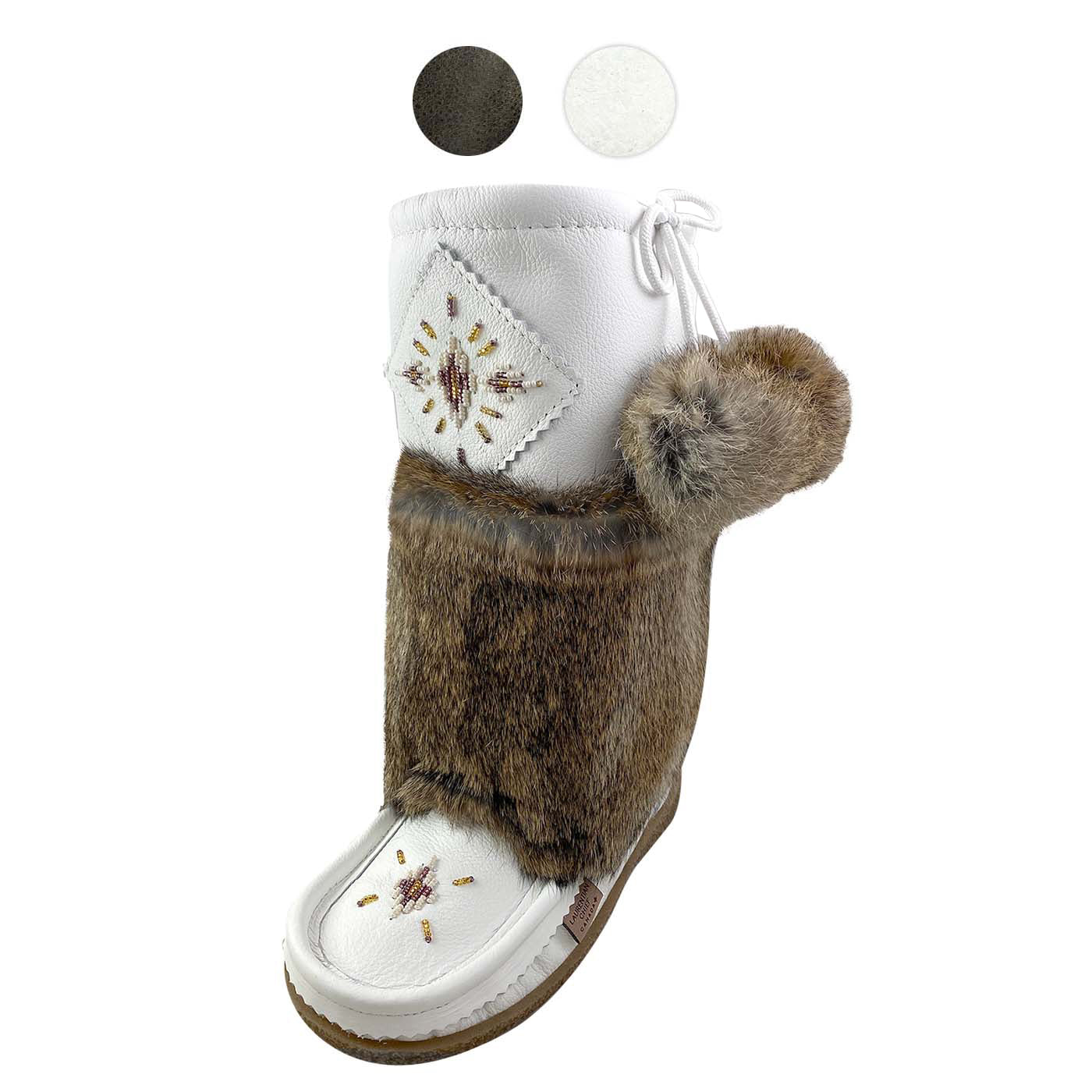 Women's SALE 13" Leather Mukluks with Coyote or Rabbit Fur