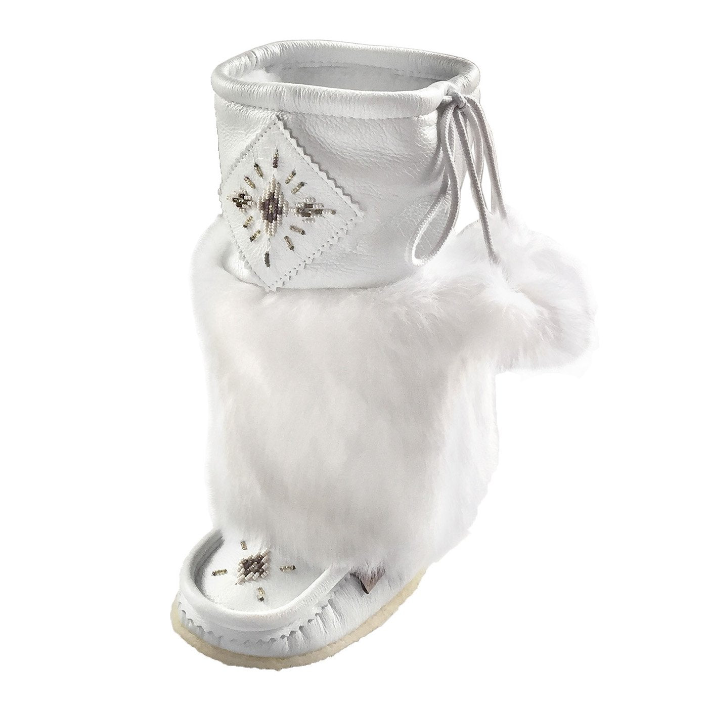 Women's 13" White Leather Mukluks On Sale