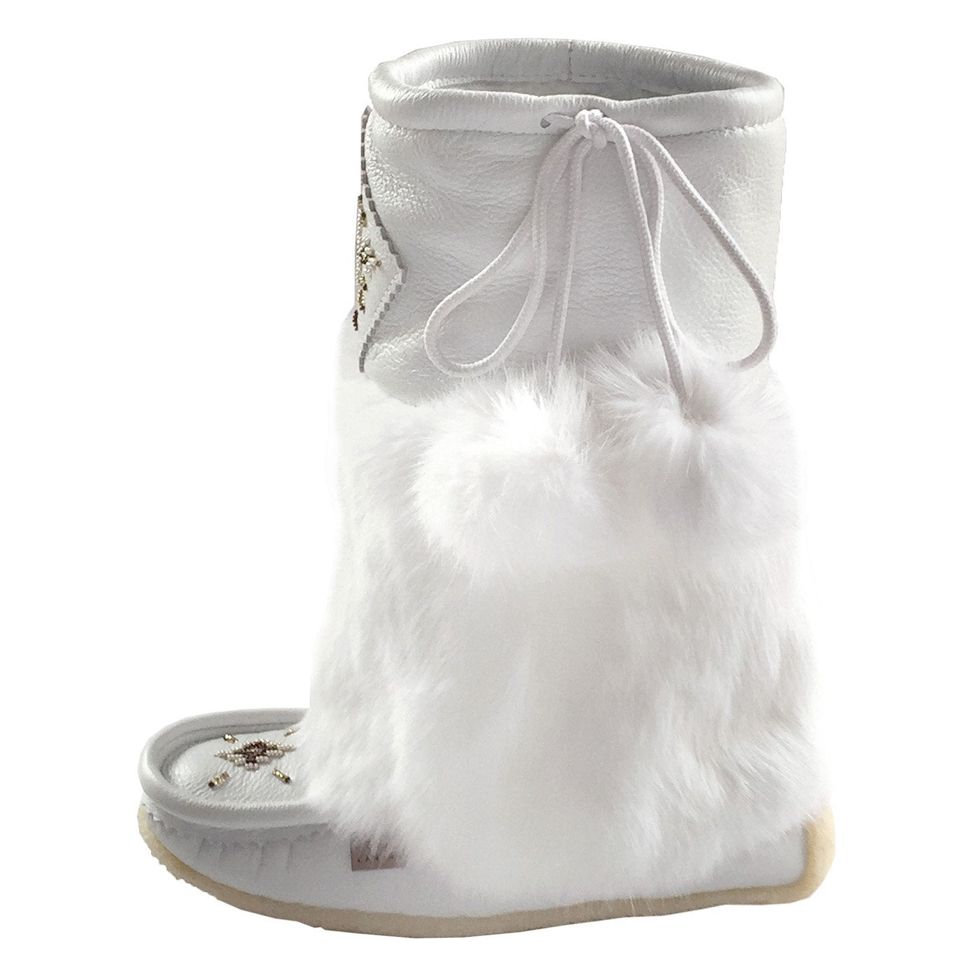 Women's 13" White Leather Mukluks On Sale