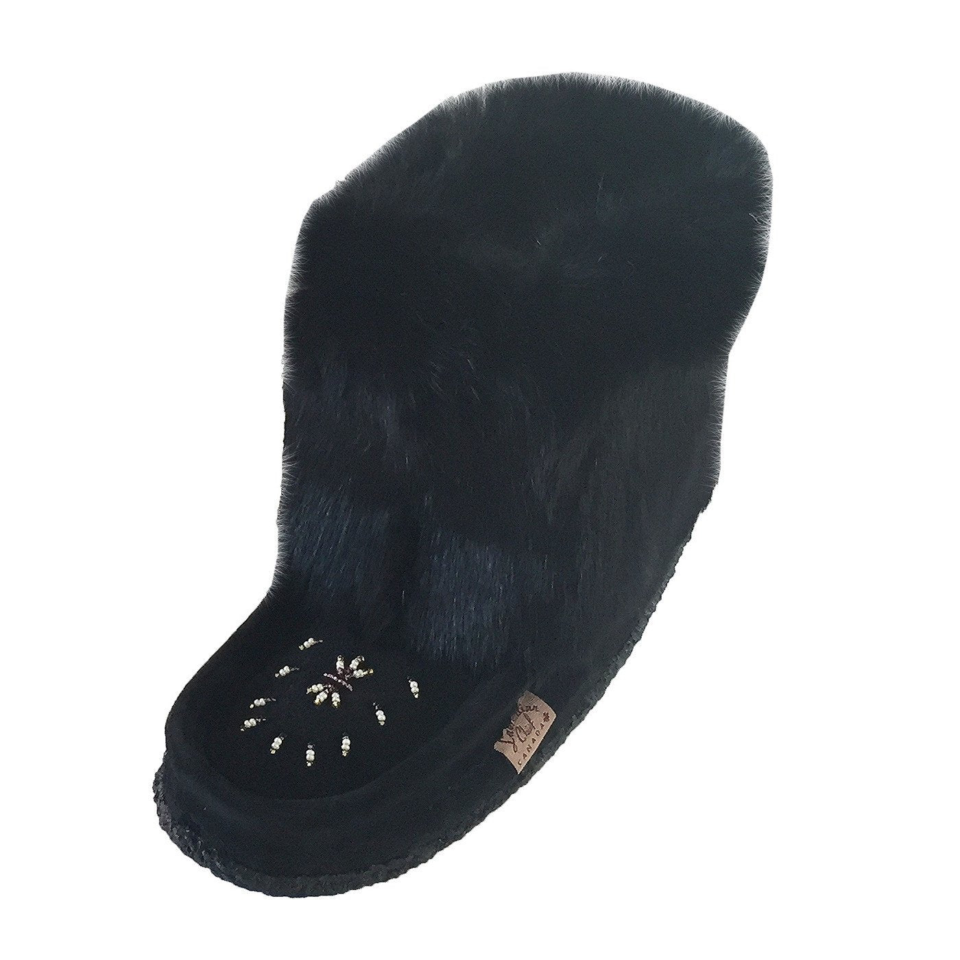 Women's Tsar 8" Black Rabbit Fur Moccasin Boots