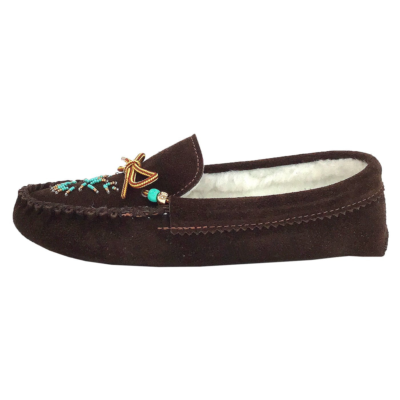 Women's Lined Beaded Suede Moccasins