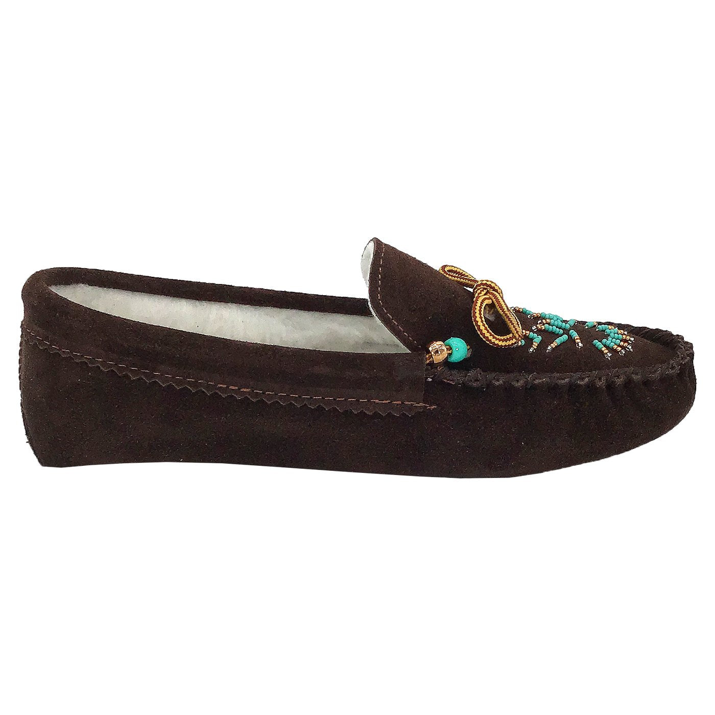 Women's Lined Beaded Suede Moccasins