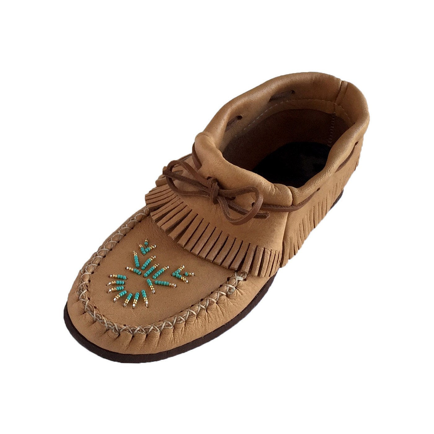 Women's Beaded Moose Hide Leather Moccasin Shoes