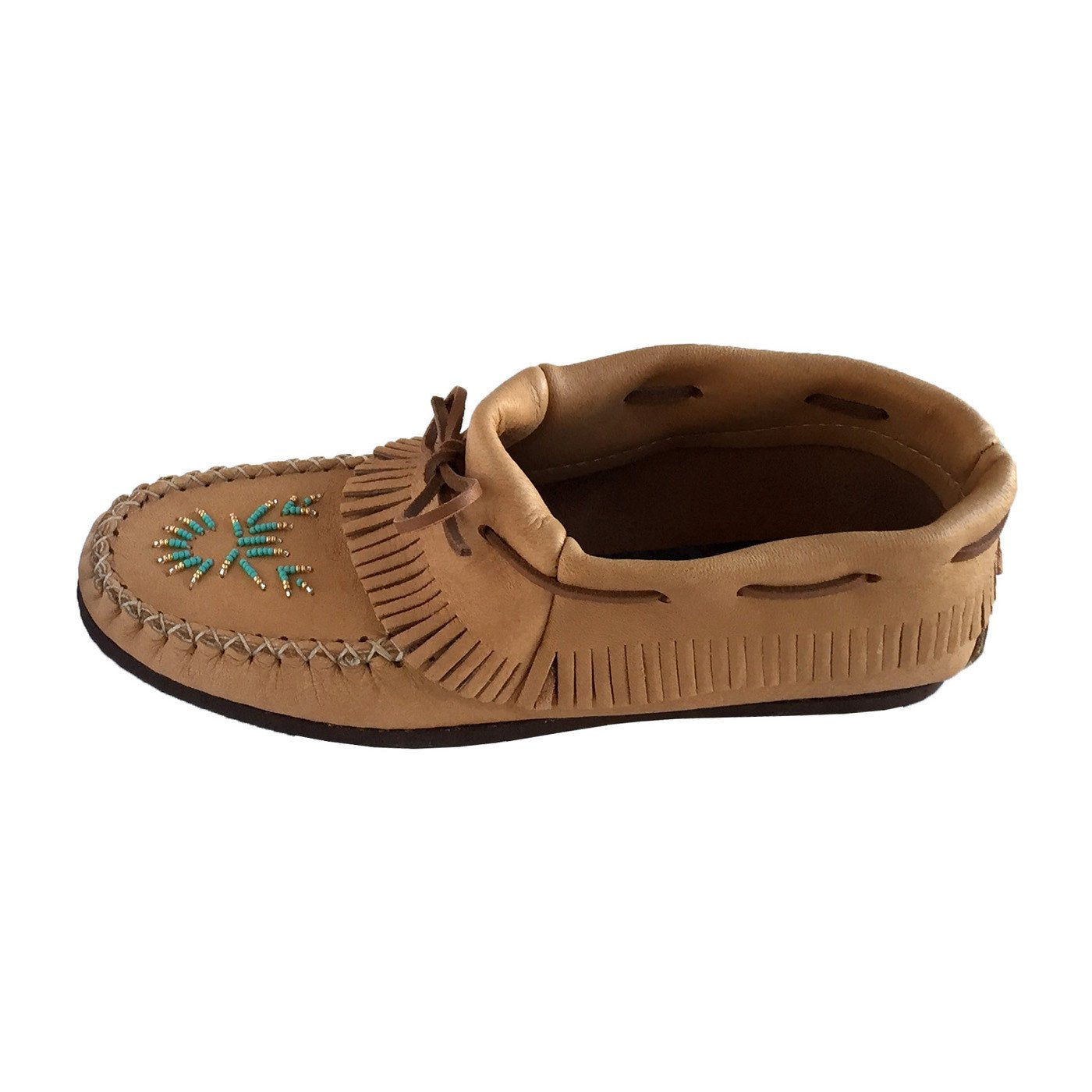 Women's Beaded Moose Hide Leather Moccasin Shoes