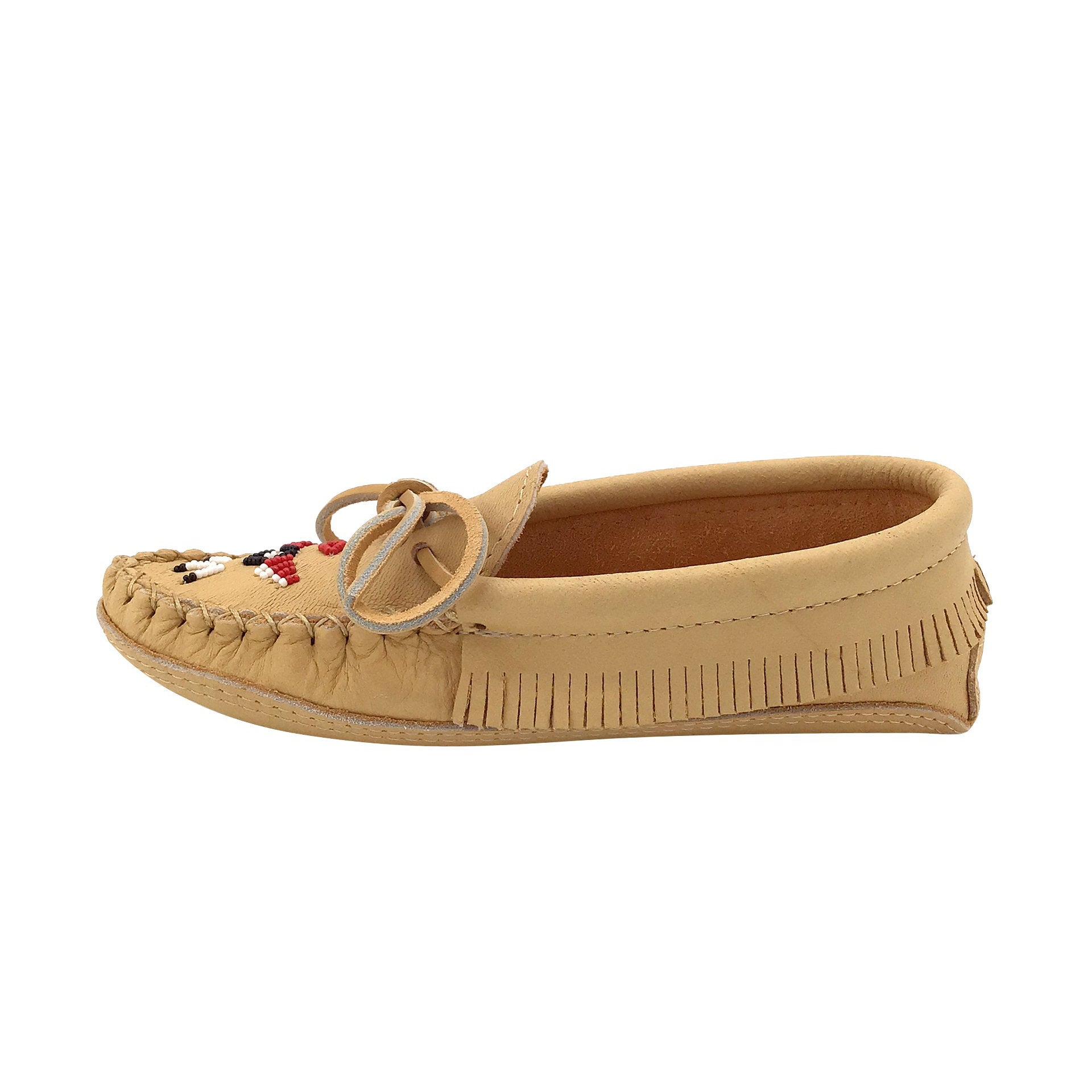 Women's Earthing Moccasins Fringed Beaded Leather