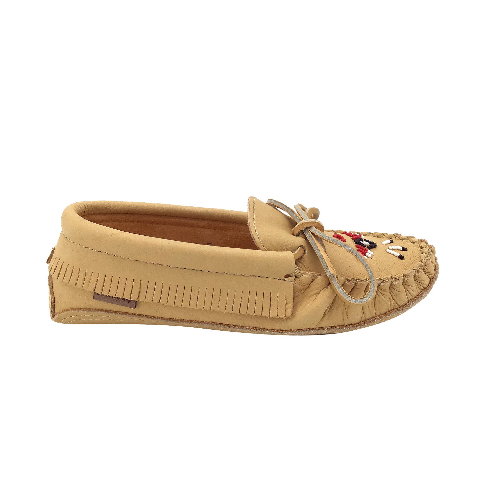 Women's Earthing Moccasins Fringed Beaded Leather