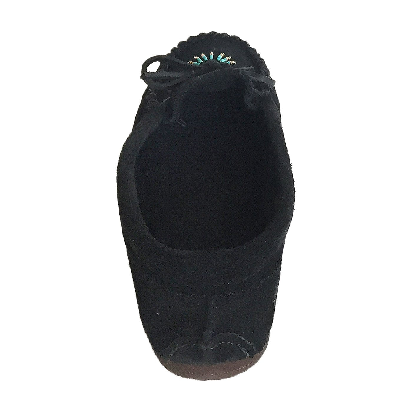 Women's Handmade Black Genuine Suede Leather Rubber Sole Moccasins