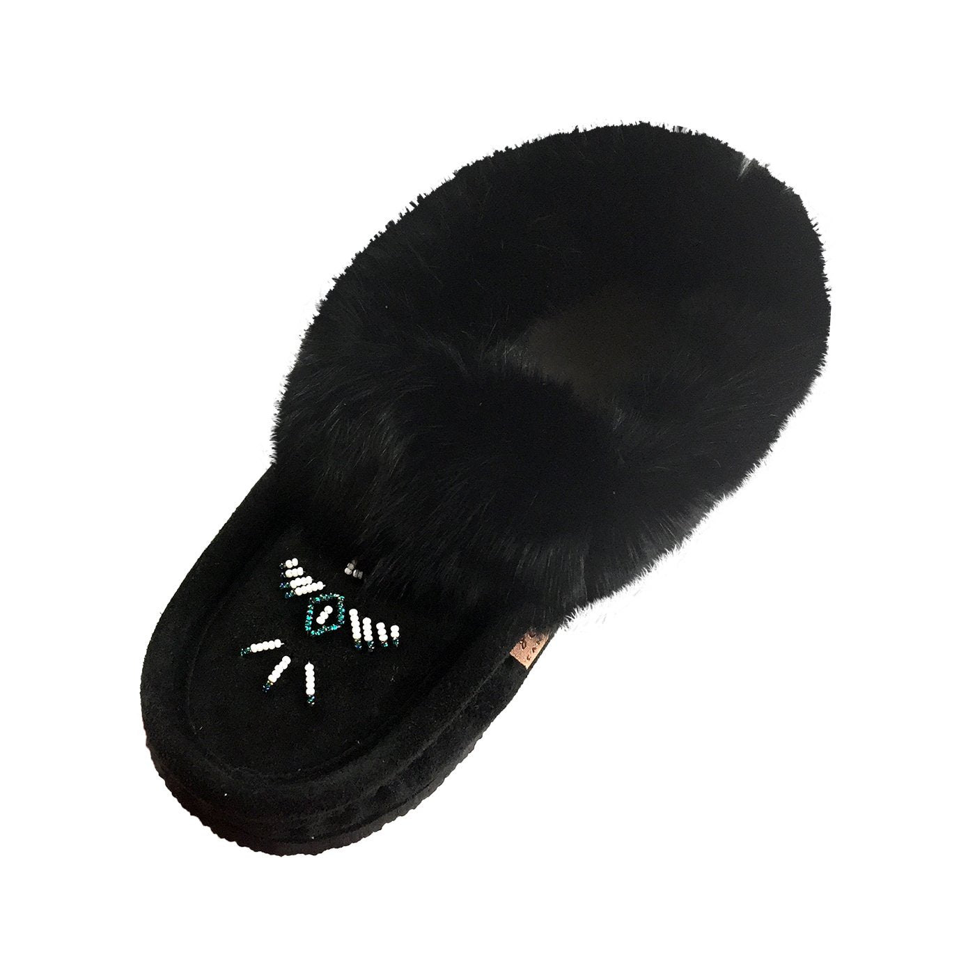 Women's Rabbit Fur Crepe Sole Moccasins