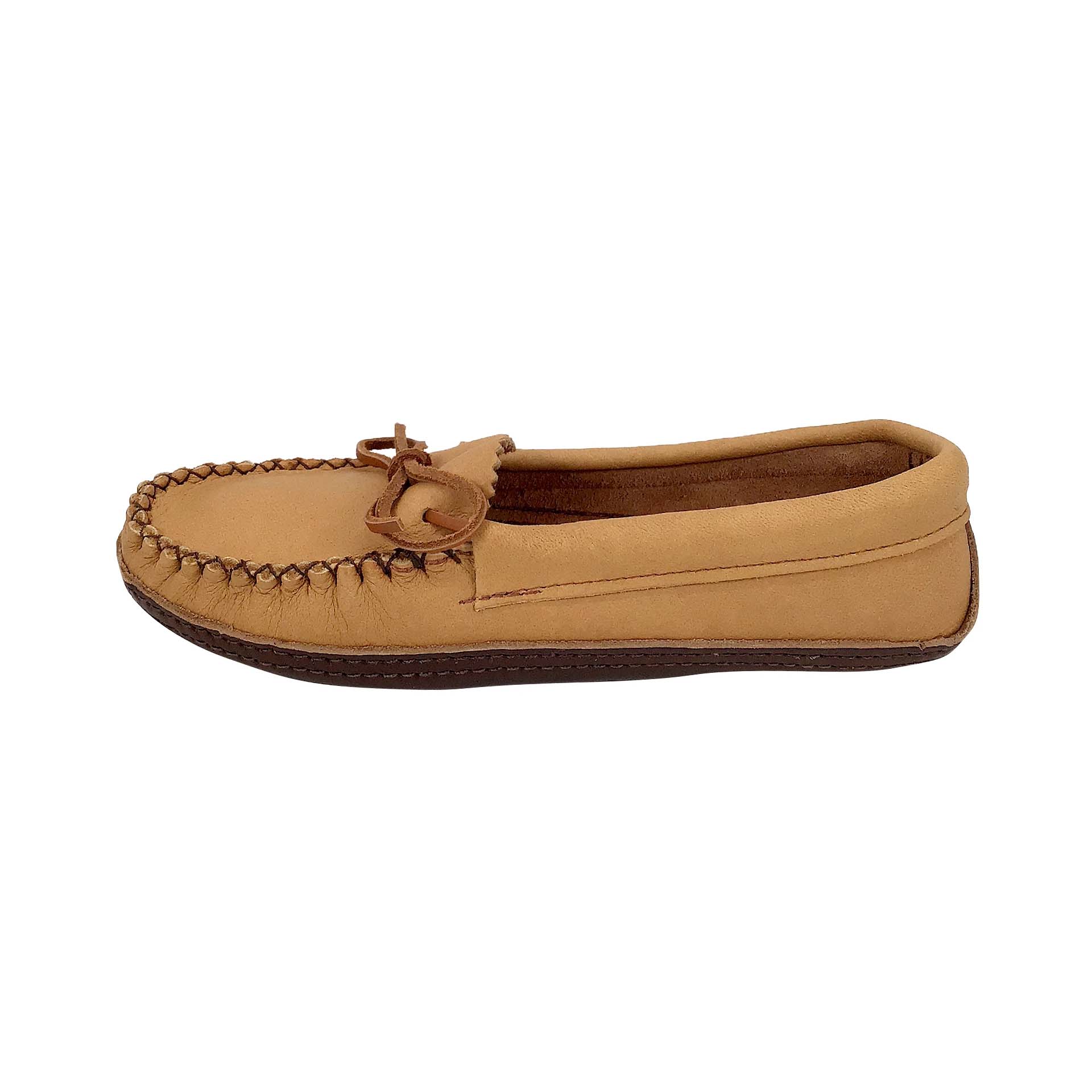 Women's Earthing Moccasins Moose Hide Heavy Oil Tan Leather Sole