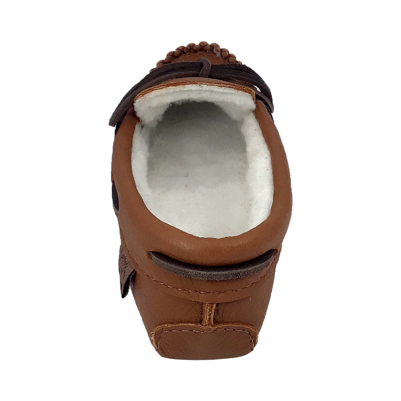 Women's Canadian Made Fleece Lined Maple Brown Elk Moccasin Slippers