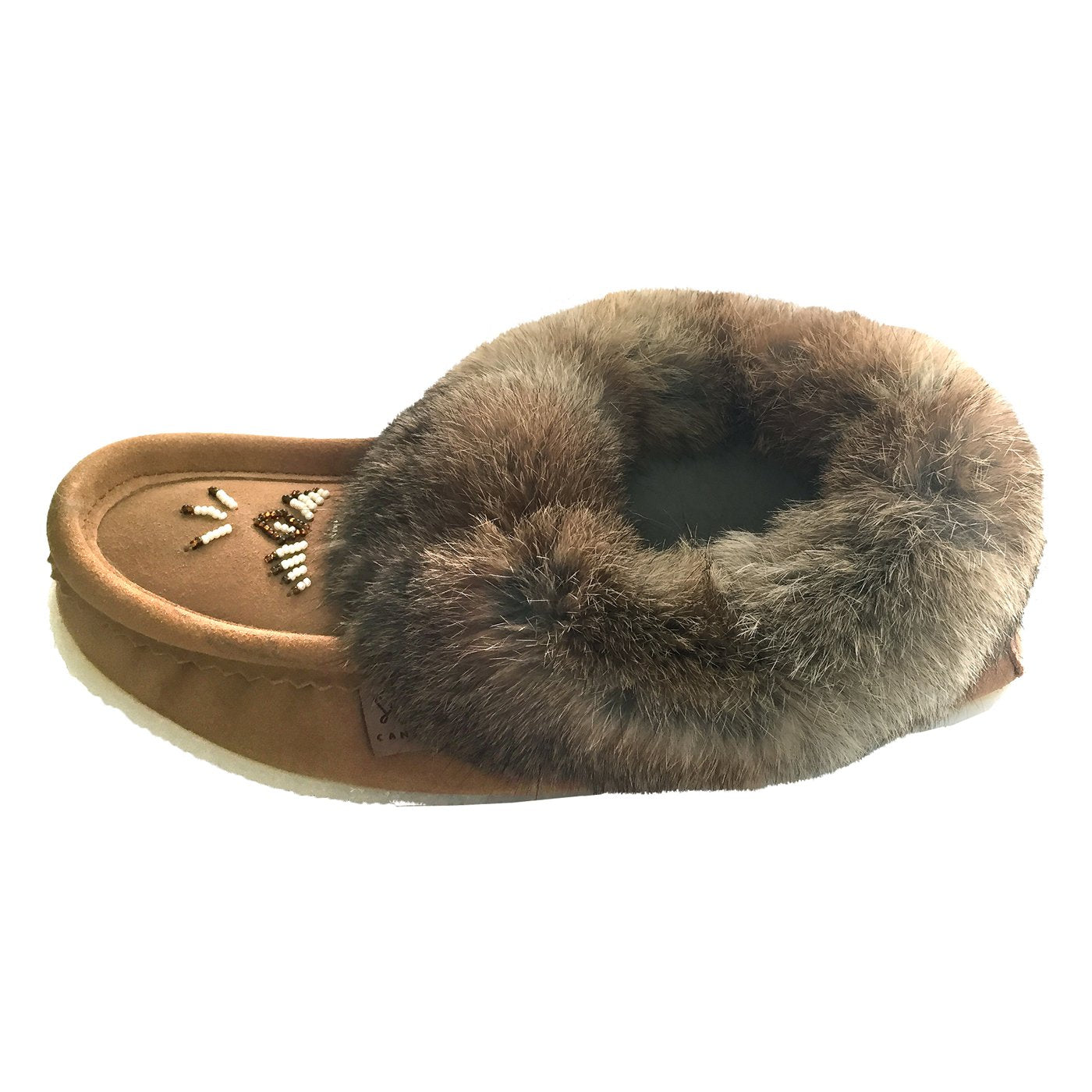 Women's Rabbit Fur Crepe Sole Moccasins